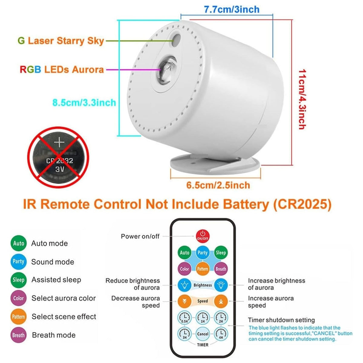 LED Star Projector RGB Fullcolor Aurora Lamp for Bedroom Ceiling view 4