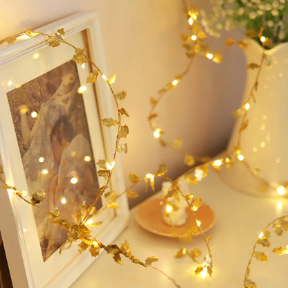 Golden Butterfly Golden Leaves Lights String 2M 6.5FT 20 LEDs view 8