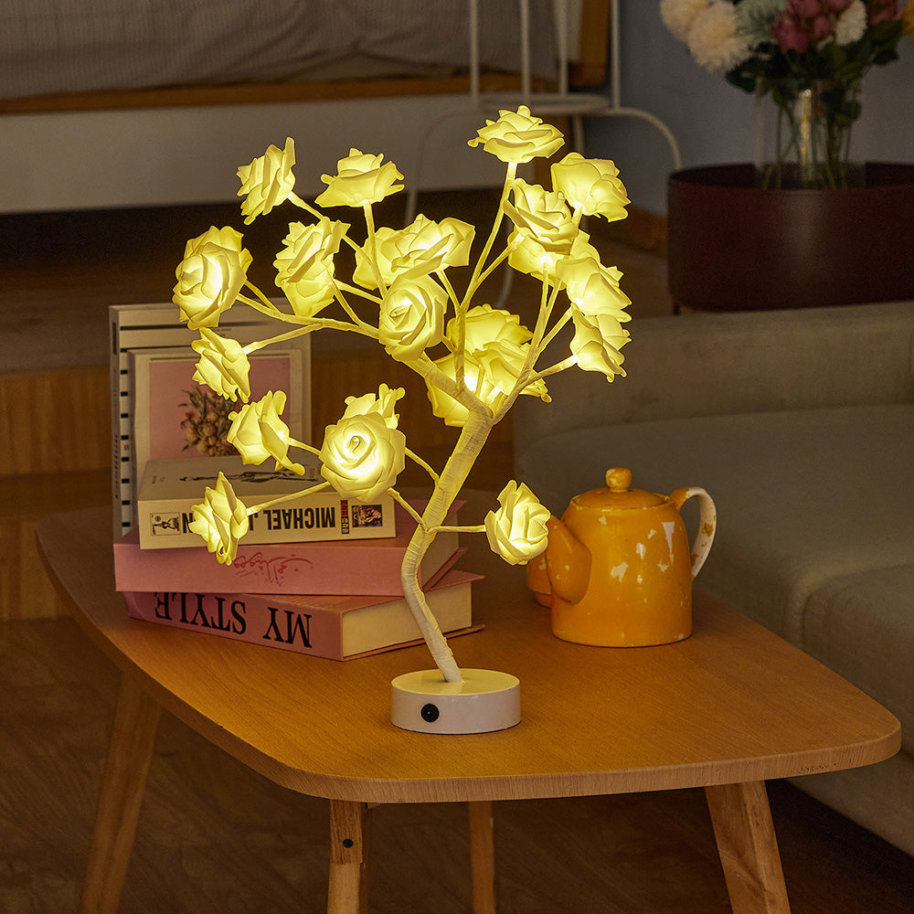 DIY Artificial Rose Flower Tree Lamp for Table and Home Decor Display view 21