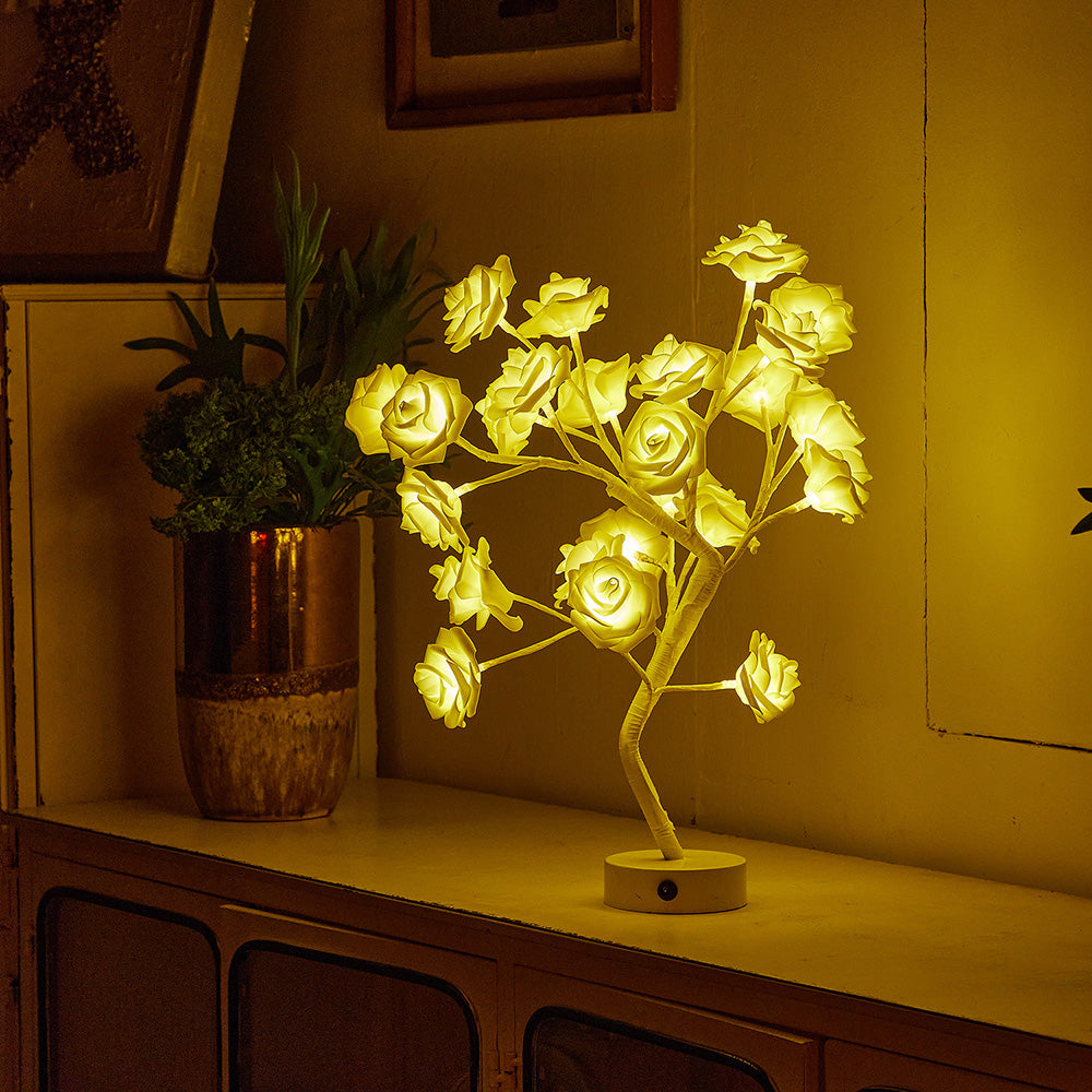 DIY Artificial Rose Flower Tree Lamp for Table and Home Decor Display view 22