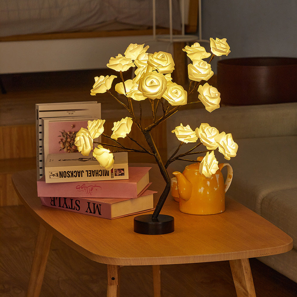 DIY Artificial Rose Flower Tree Lamp for Table and Home Decor Display view 23