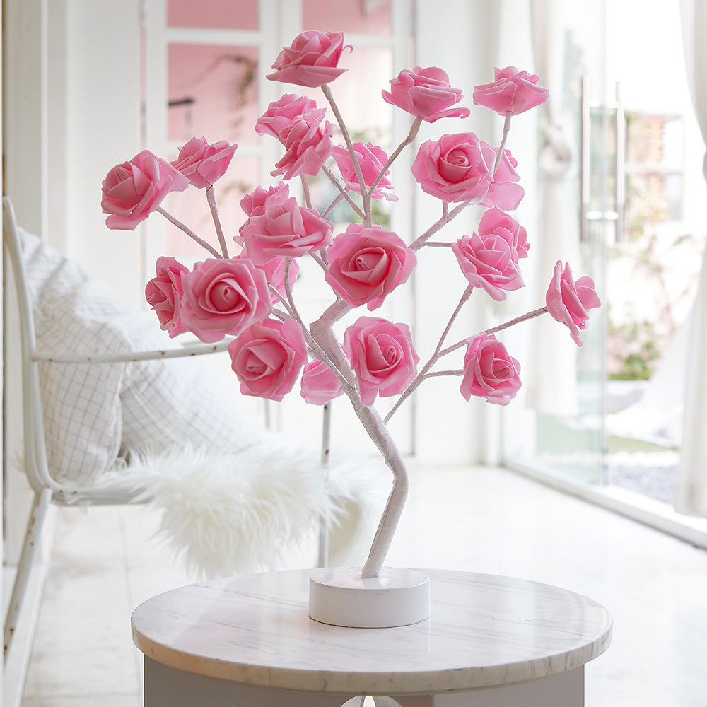 DIY Artificial Rose Flower Tree Lamp for Table and Home Decor Display view 26