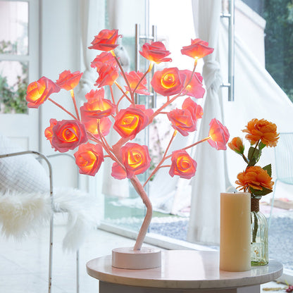 DIY Artificial Rose Flower Tree Lamp for Table and Home Decor Display view 2
