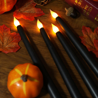 2Pack Black Flameless LED Taper Candles Lights for Home Decor view 5