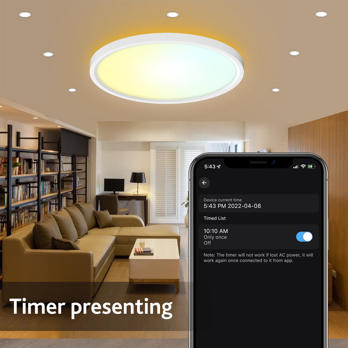 WiFi and Bluetooth Smart LED Ceiling Light Flush Mount for Bedroom view 7