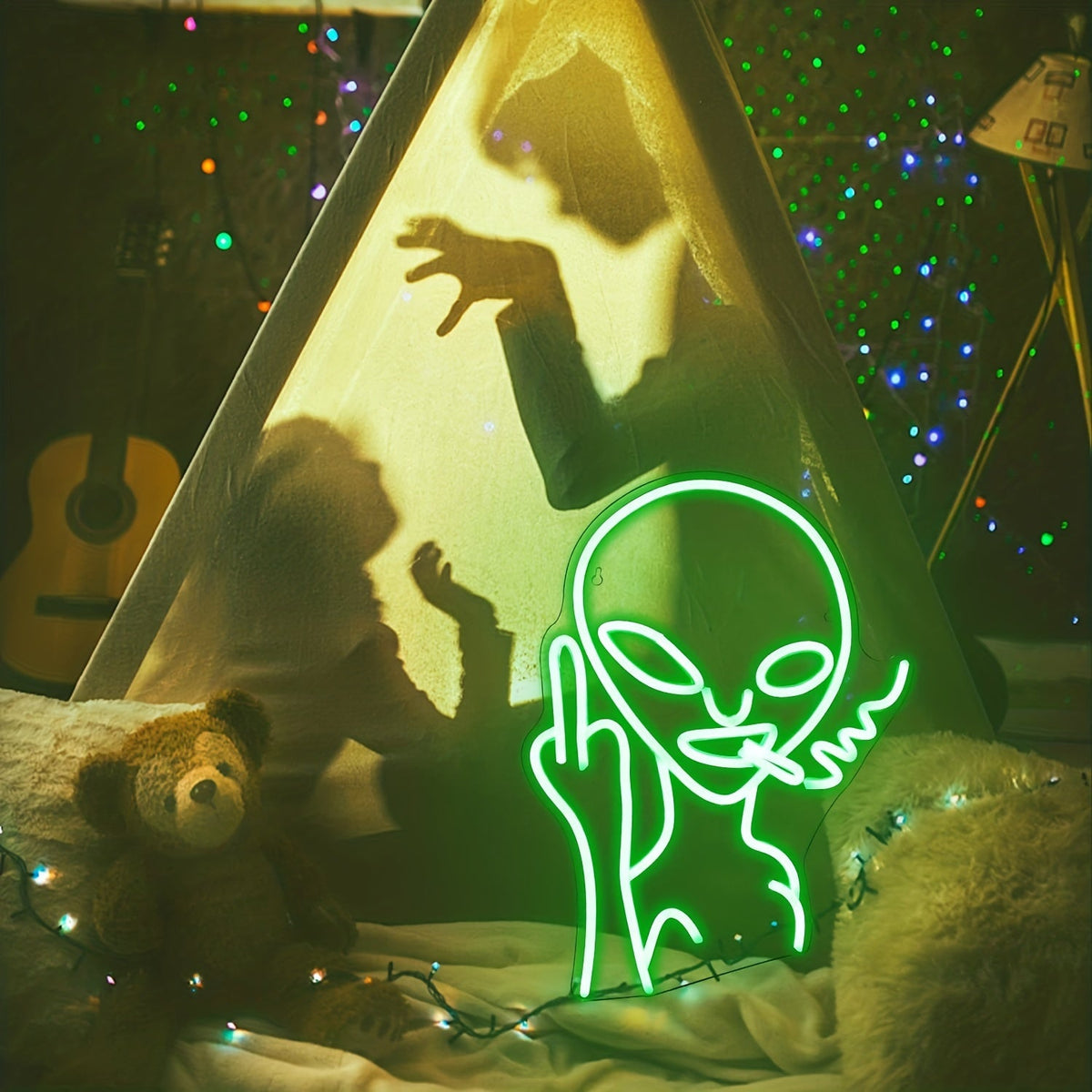 LED Green Alien Neon Signs for Bedroom Game Room and Wall Decor view 10