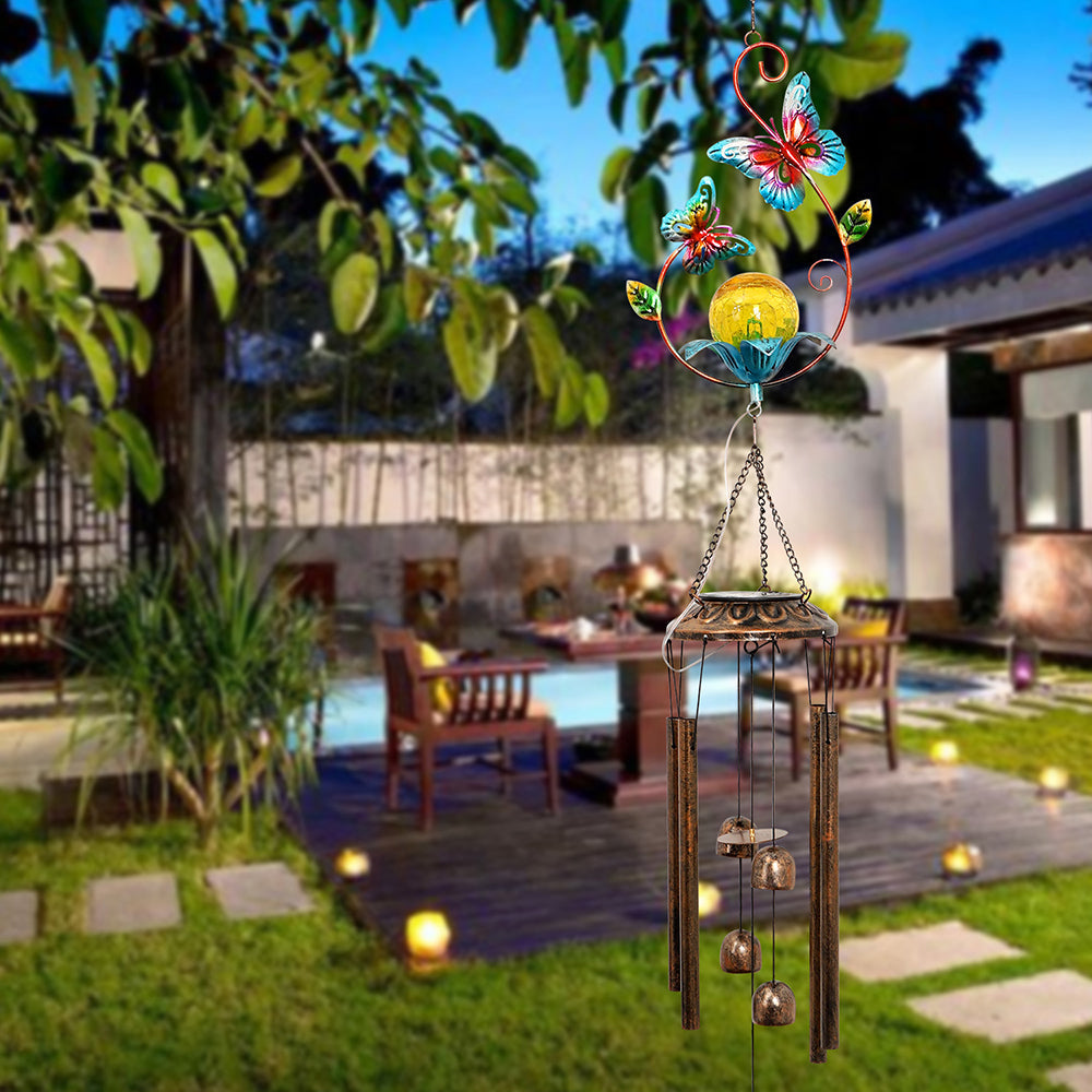 Solar Outdoor Wind Chimes Patio Lights for Garden Porch and Yard