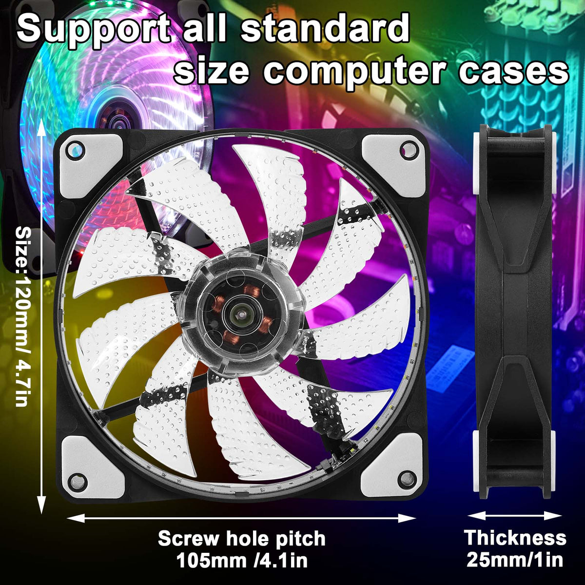 LED Computer Cooling Fan for Gaming PC Case Cooling and Lighting view 5