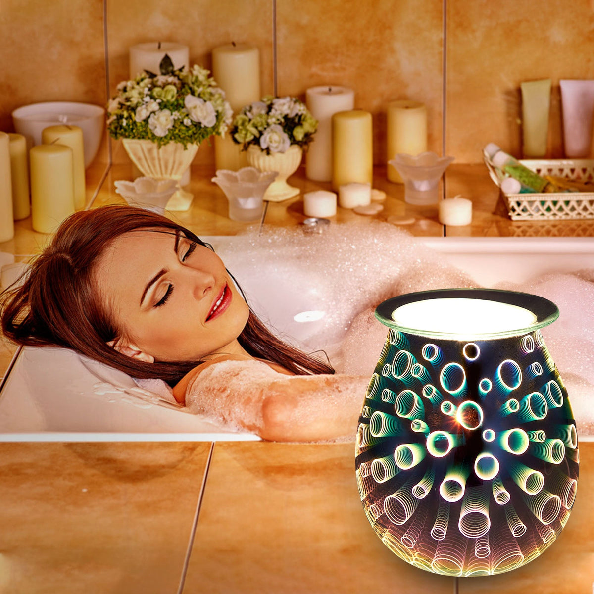 Electric Wax Melter Dimmable 3D Glass Circle Candle for Home Fragrance view 8