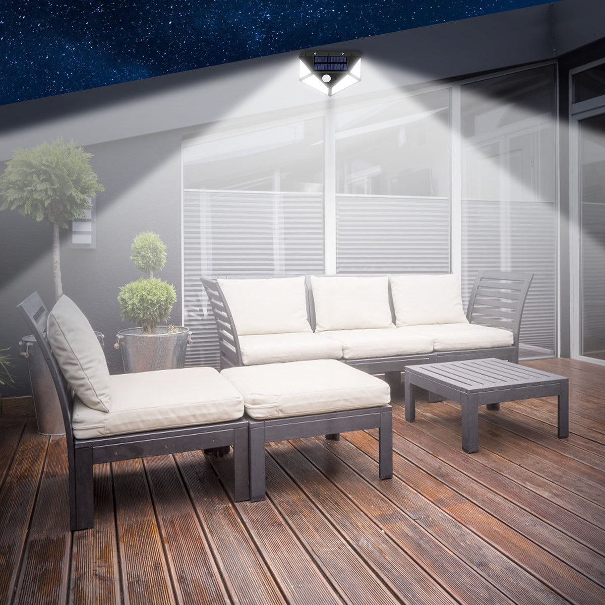 Outdoor 128 LEDs Solar Motion Sensor Lights for Garden Yard and Patio view 12