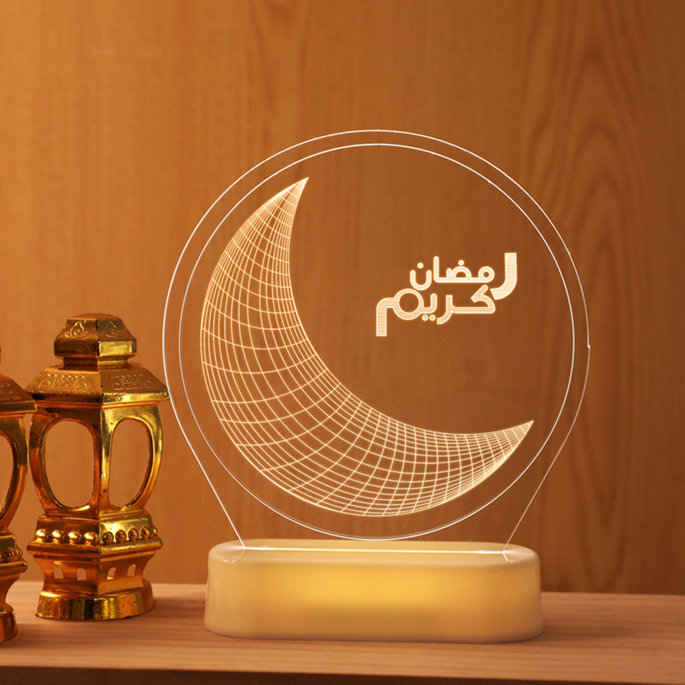 3D Illusion Ramadan Mubarak Night Light Lamp for Holiday Room Decor view 6
