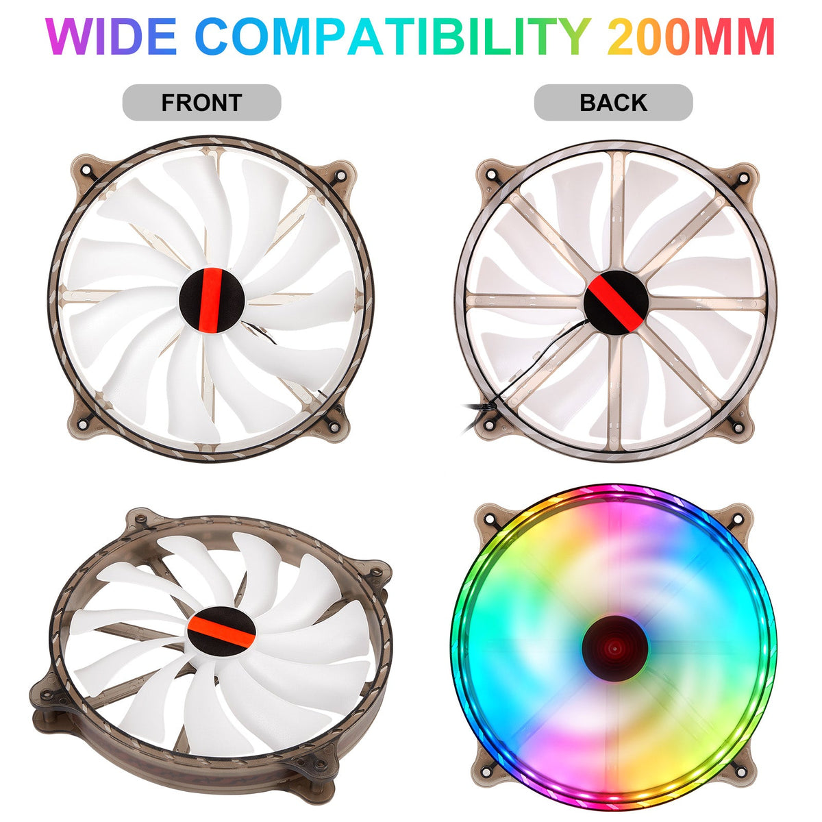 RGB Case Fans 200mm Ultra Quiet Chassis Cooling Fans for Gaming PC view 10