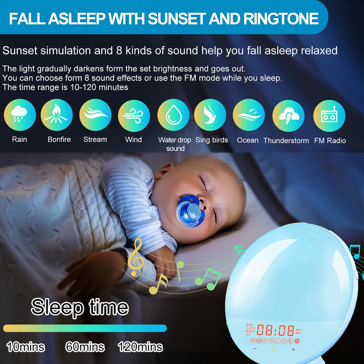 WiFi Smart Sunrise Alarm Clock Smart Wake Up Light for Bedroom view 7