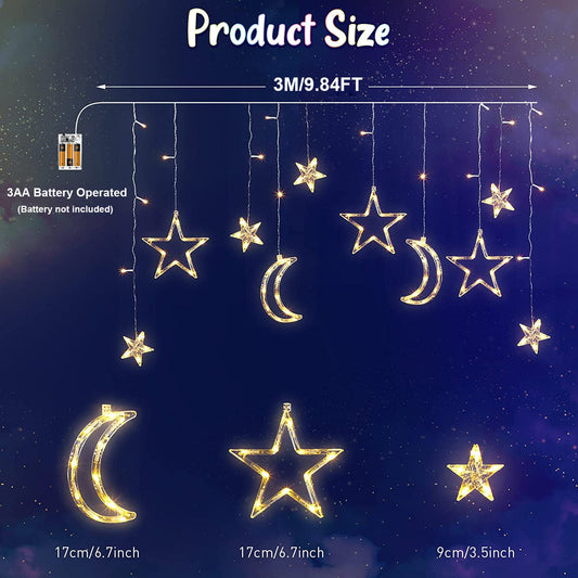 Waterproof LED Curtain Icicle String Light 3M 120LEDs Big Stars and Mo