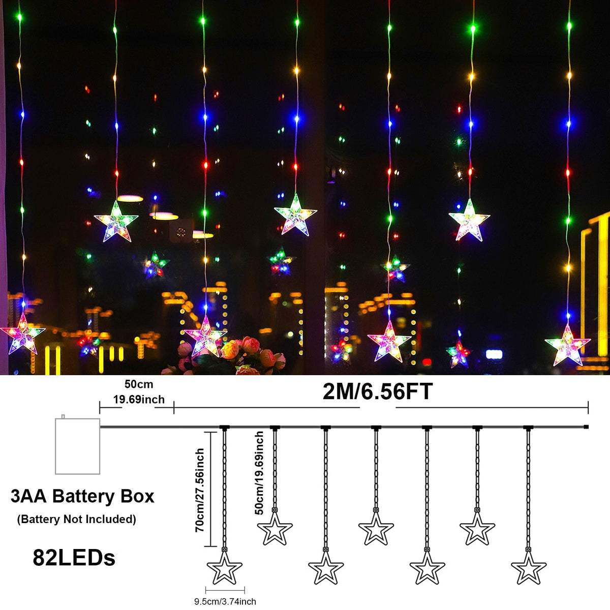 Waterproof LED Curtain Icicle String Light 2M 82LEDs for Window Decor view 3