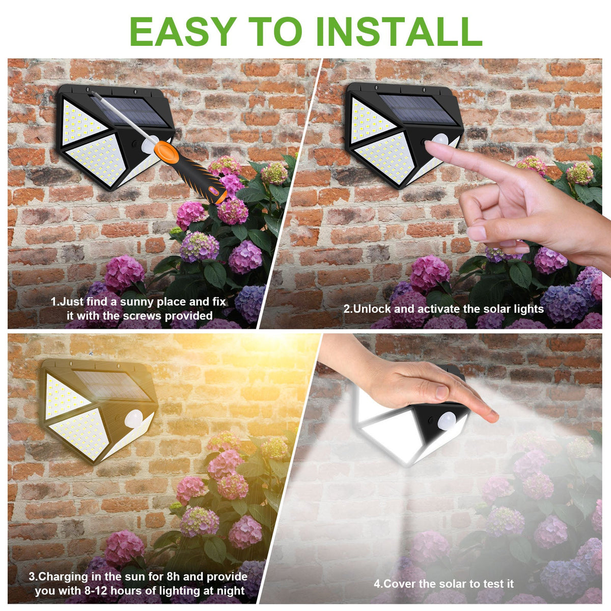 Outdoor 128 LEDs Solar Motion Sensor Lights for Garden Yard and Patio view 10