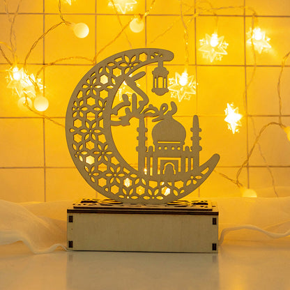 Eid Wooden LED Moon Light for Holiday Home and Bedroom Decor view 5
