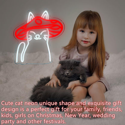 LED Neon Signs Mushroom Cats for Bedroom Kids Room and Wall Decor view 7