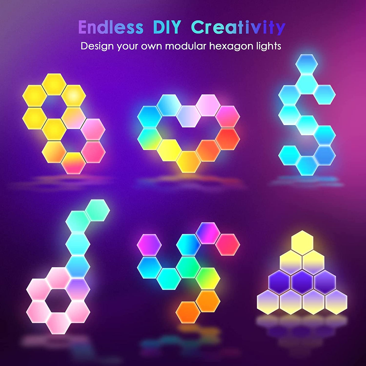 LED Smart Hexagon Lights Table and Wall Lights for Bedroom and Hallway view 7