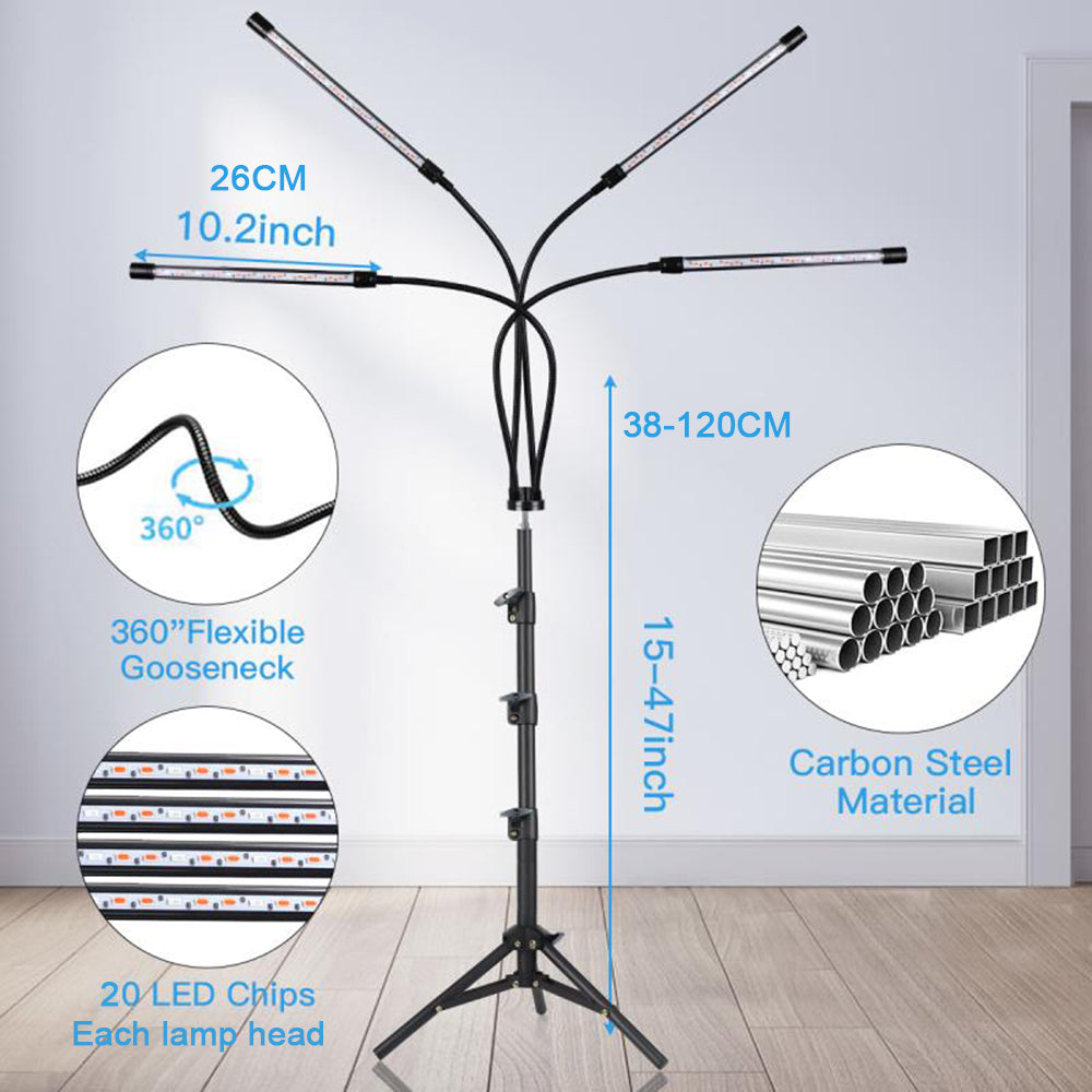 Floor Plant Light Tripod Stand 38 to 120cm and 3 Modes for Seedlings view 9