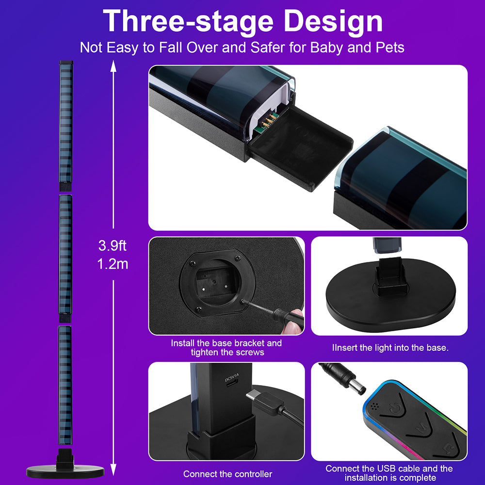 WiFi Smart LED Floor Lamp RGBIC for Living Room Corner and Bedroom view 6