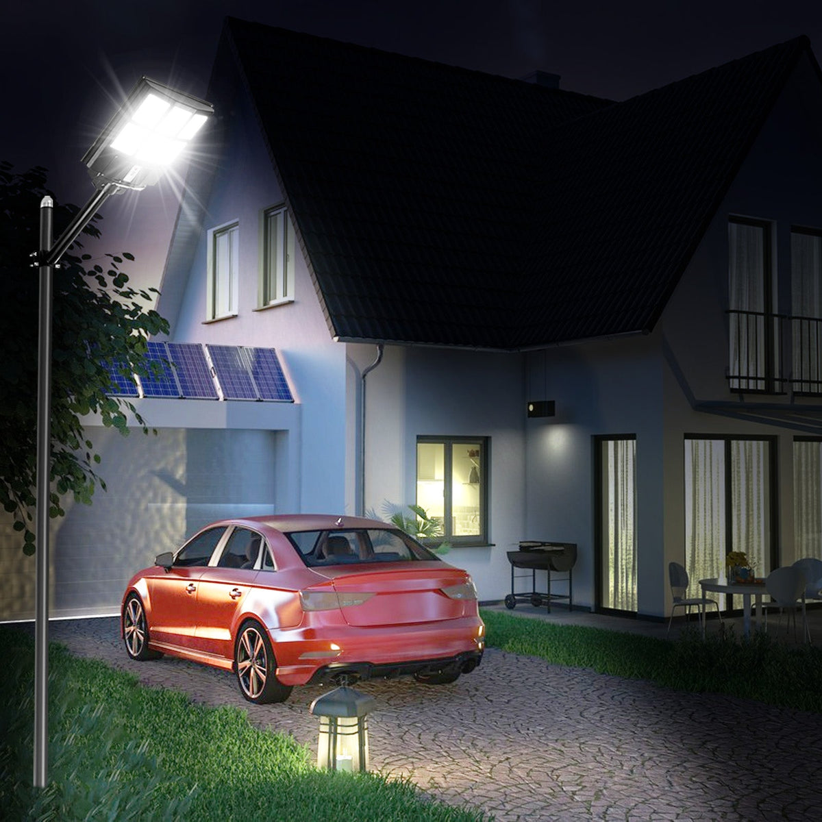 LED Motion Sensor Solar Parking Lot Light Dusk to Dawn for Garden Yard view 6