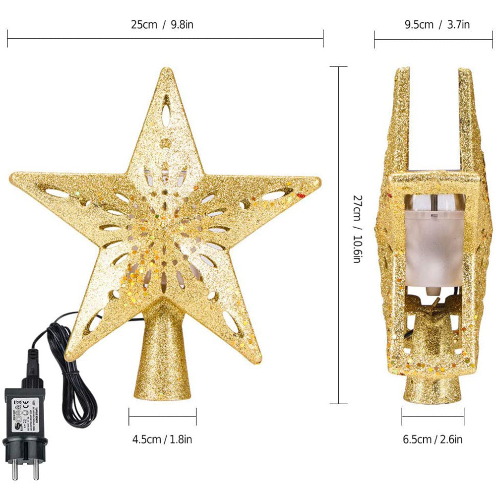 Christmas Tree Topper Star LED Rotating Snowflake Projector Decor view 6