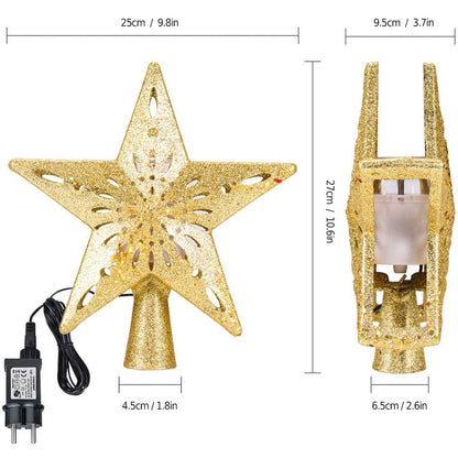 Christmas Tree Topper Star LED Rotating Snowflake Projector Decor view 6