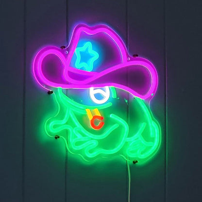 Frog Cowboy Neon Signs LED Lamp for Bedroom Bar and Wall Decor view 6