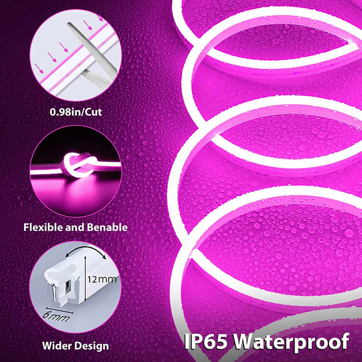 Waterproof Touch Switch Dimmable LED Neon Strip Light for Room Decor view 13