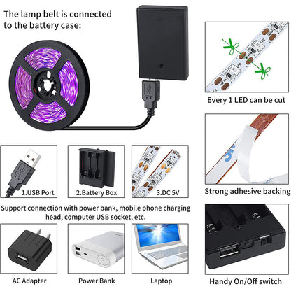2.5M LED UV Black Strip Light for Parties Posters and Room Decor view 7