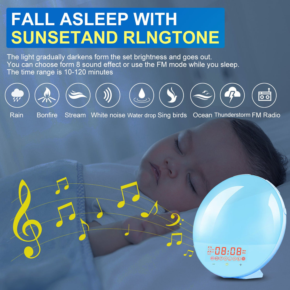 Sunrise Alarm Clock Wake up Light for Bedroom and Nightstand view 9