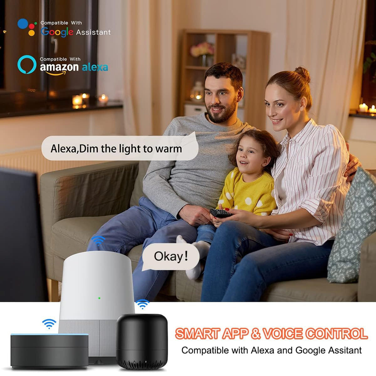 Flush Mount LED Ceiling Light Smart WiFi Bluetooth Remote Control view 7