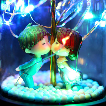 Romantic Rose in Glass Dome with LED Fairy String Lights for Bedroom view 7