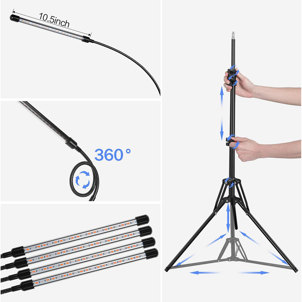 Floor Plant Light Tripod Stand 38 to 120cm and 3 Modes for Seedlings view 10