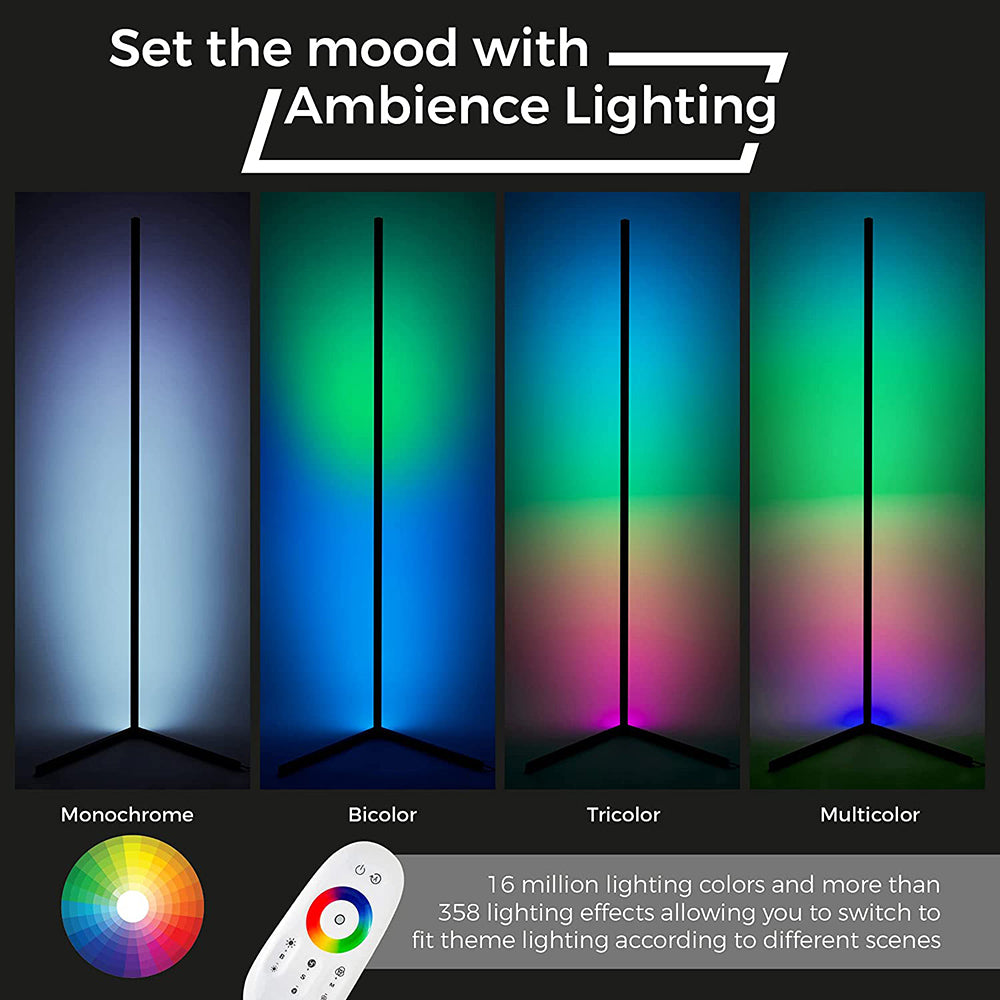 LED Corner Floor Lamp RGB Lighting Dimmable for Living Room Corners view 6