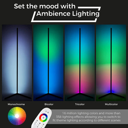 LED Corner Floor Lamp RGB Lighting Dimmable for Living Room Corners view 6