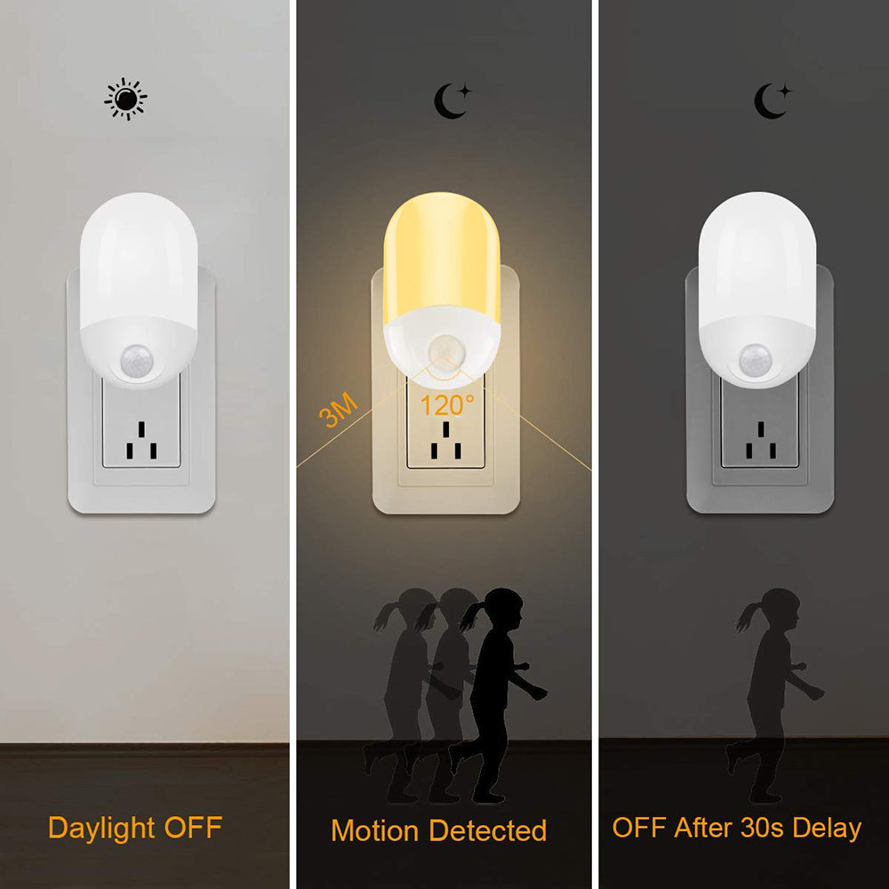 Wall Plug in PIR Motion Sensor LED Night Light Lamp for Bedroom view 8