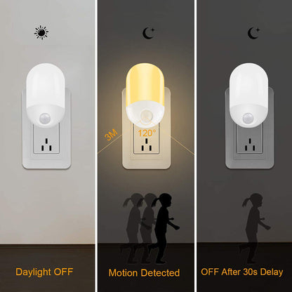 Wall Plug in PIR Motion Sensor LED Night Light Lamp for Bedroom view 8