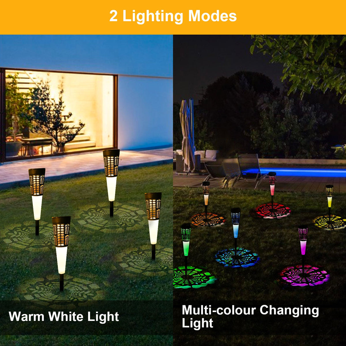 Waterproof LED Solar Pathway Lights RGB Warm White for Garden Yard view 8