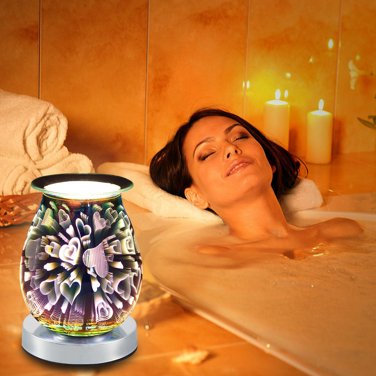 Electric Wax Melter Dimmable 3D Glass Heart Candle for Home Fragrance view 8