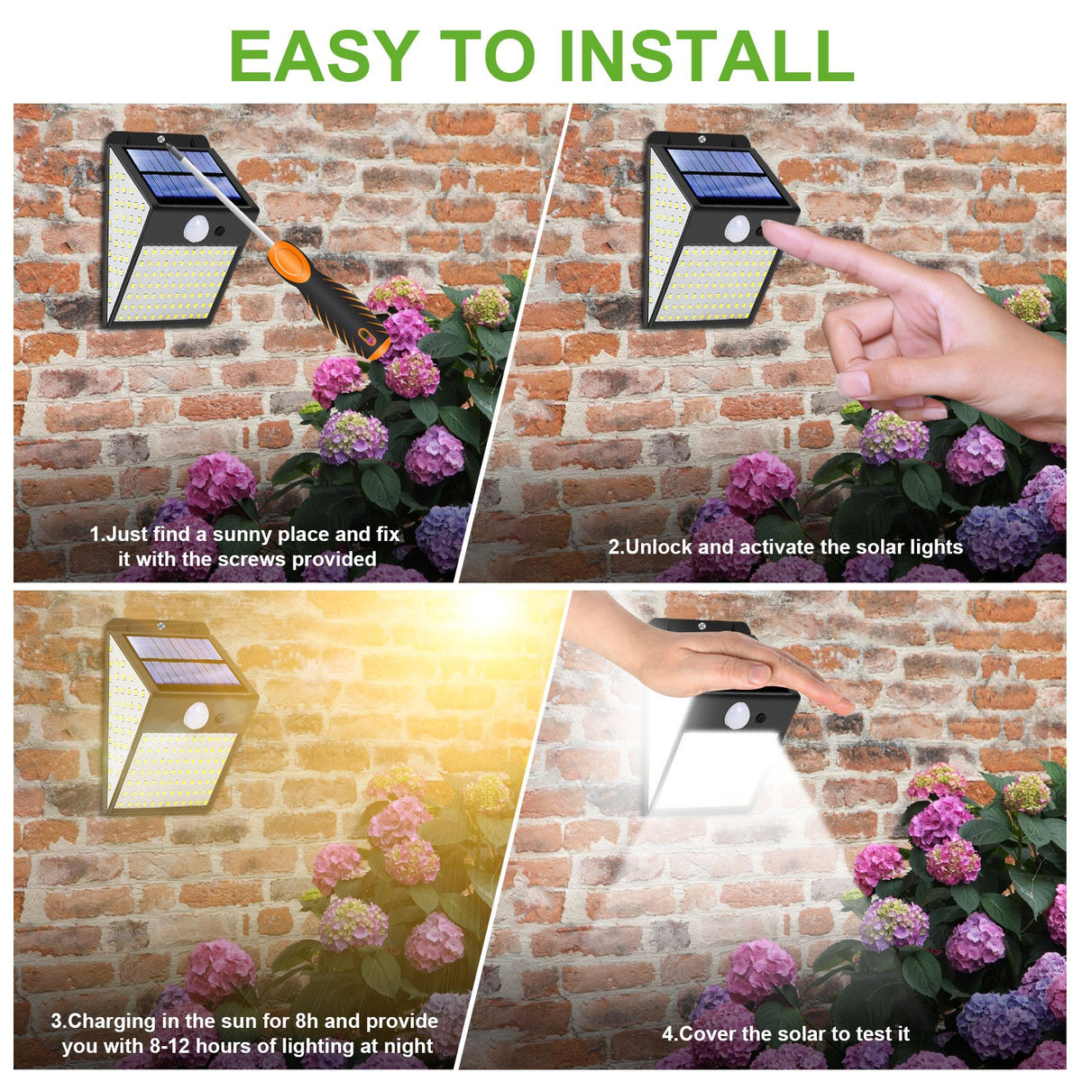 Outdoor 170LED 300 Degree Angle Motion Sensor Solar Lights for Yard view 9