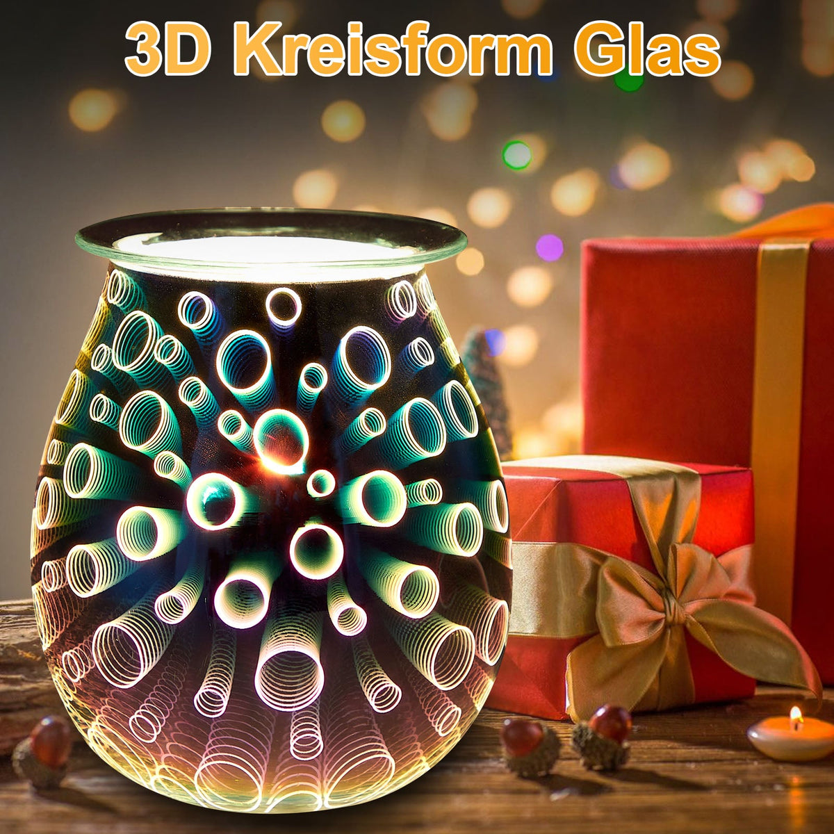 Electric Wax Melter Dimmable 3D Glass Circle Candle for Home Fragrance view 5