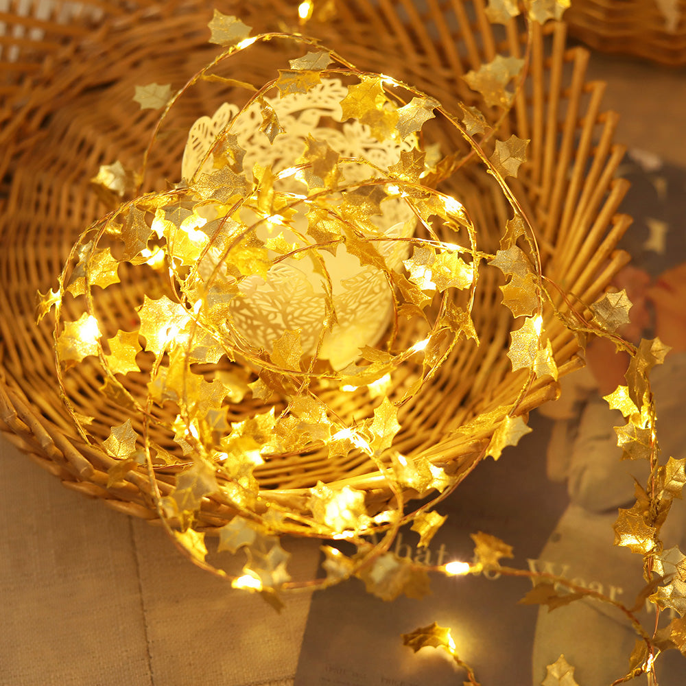 Golden Butterfly Golden Leaves Lights String 2M 6.5FT 20 LEDs view 11