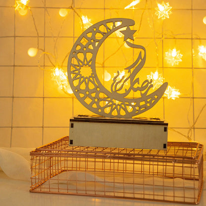 Eid Wooden LED Moon Light for Holiday Home and Bedroom Decor view 7