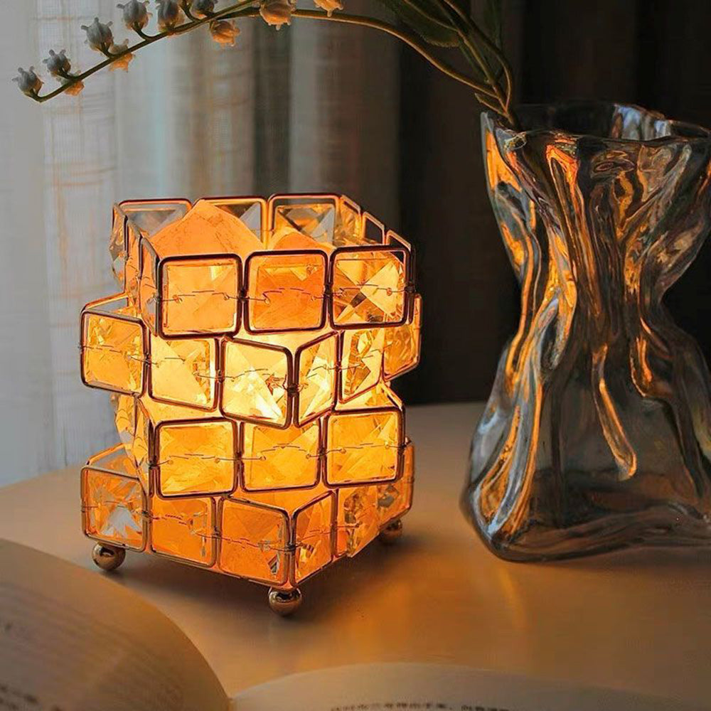 Crystal Night Light Table Lamp for Bedroom Nightstand and Desk view 11
