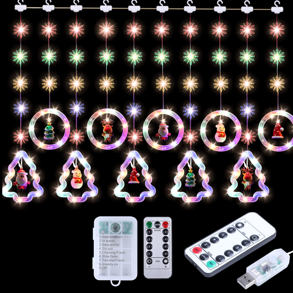 3M 100 LED Christmas Window Curtain Lights for Window and Party Decor view 5