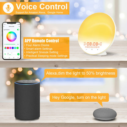 WiFi Smart Sunrise Alarm Clock Smart Wake Up Light for Bedroom view 10