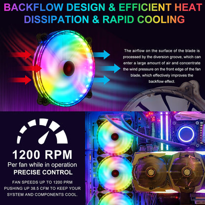 RGB Case Fans 200mm Ultra Quiet Chassis Cooling Fans for Gaming PC view 9