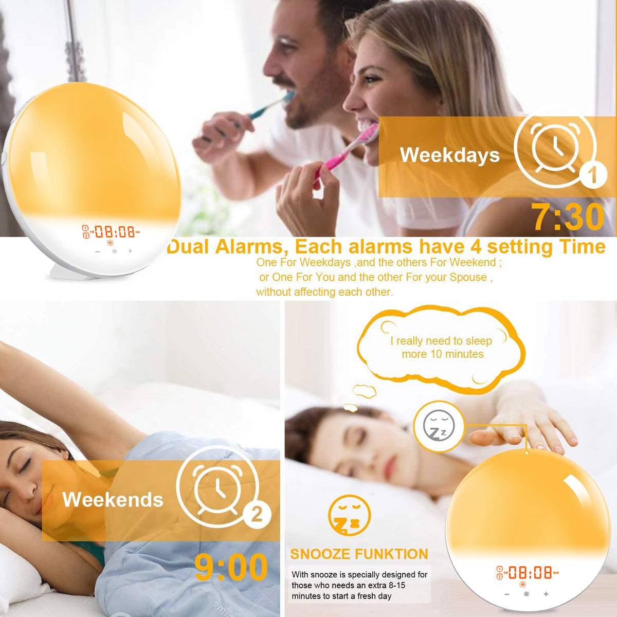 Sunrise Alarm Clock Wake up Light for Bedroom and Nightstand view 10
